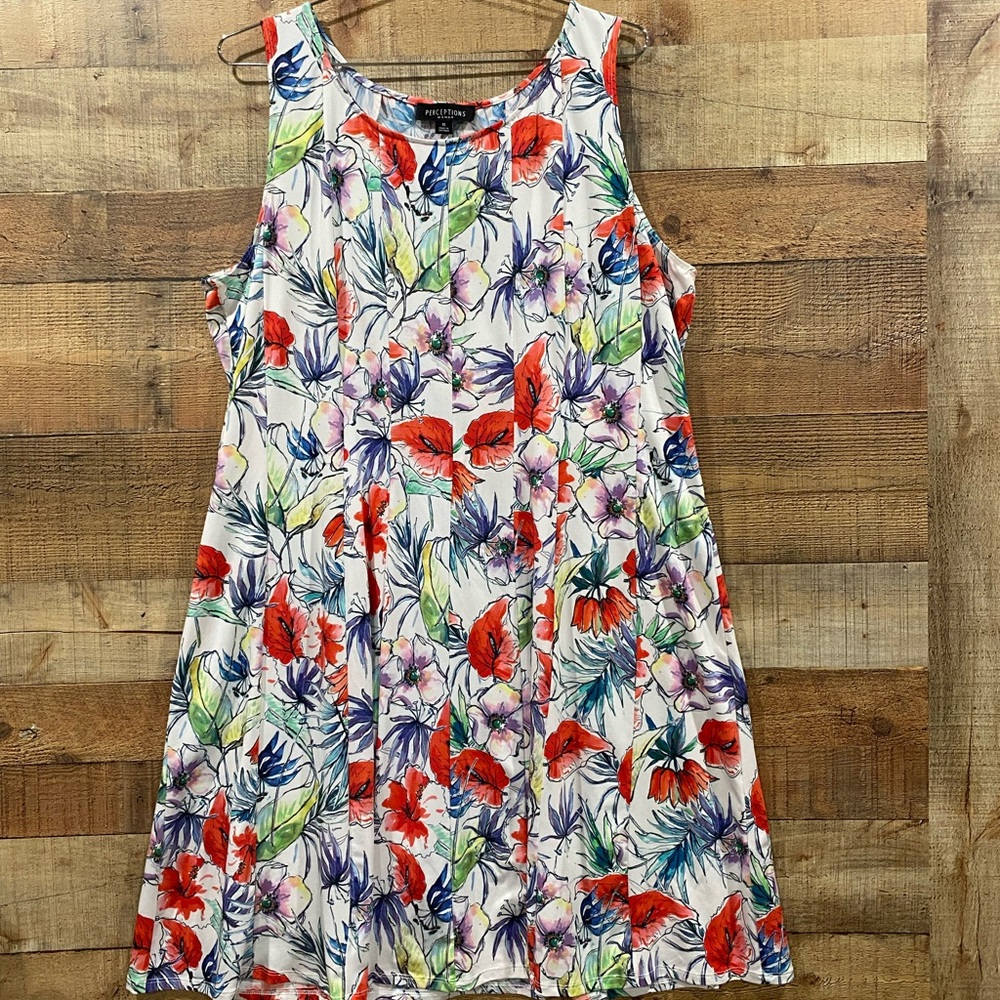 Perceptions Woman Sleeveless Floral Print Dress Size 1X
